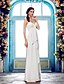 cheap Wedding Dresses-Sheath / Column Wedding Dresses Sweetheart Neckline Floor Length Chiffon Spaghetti Strap Simple Sparkle &amp; Shine with Beading Side-Draped 2021