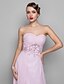cheap Evening Dresses-A-Line Empire Pink Wedding Guest Formal Evening Dress Sweetheart Neckline Sleeveless Floor Length Georgette with Beading Sequin Overskirt 2020
