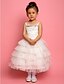 cheap Flower Girl Dresses-A-Line Ball Gown Princess Knee Length Flower Girl Dress - Chiffon Lace Satin Tulle Sleeveless Spaghetti Straps with Beading Lace by