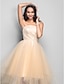 זול שמלות לאירועים מיוחדים-נשף סגנון חמוד שמלה מסיבת קוקטייל באורך הקרסול ללא שרוולים סטרפלס סאטן עם סרט פפיון(ים) 2022