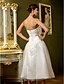 cheap Wedding Dresses-A-Line Sweetheart Neckline Tea Length Tulle Made-To-Measure Wedding Dresses with Criss-Cross by LAN TING BRIDE®