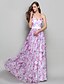 cheap Special Occasion Dresses-Sheath / Column Floral Holiday Prom Dress Sweetheart Neckline Sleeveless Floor Length Chiffon with Beading Draping Pattern / Print 2020