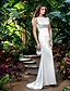 cheap Wedding Dresses-Sheath / Column Bateau Neck Sweep / Brush Train Stretch Satin Made-To-Measure Wedding Dresses with by / Open Back