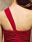 cheap Bridesmaid Dresses-Sheath / Column Bridesmaid Dress One Shoulder Sleeveless Elegant Floor Length Chiffon with Ruched / Ruffles / Draping 2022