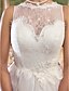 cheap Wedding Dresses-A-Line / Princess Queen Anne Court Train Lace / Organza Made-To-Measure Wedding Dresses with Beading / Appliques / Button by LAN TING BRIDE®