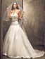 cheap Wedding Dresses-A-Line Strapless Court Train Satin Made-To-Measure Wedding Dresses with Bowknot / Draping / Sash / Ribbon by LAN TING BRIDE®