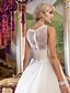 cheap Wedding Dresses-A-Line / Princess Queen Anne Court Train Lace / Organza Made-To-Measure Wedding Dresses with Beading / Appliques / Button by LAN TING BRIDE®