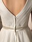 cheap Wedding Dresses-A-Line Wedding Dresses V Neck Knee Length Tulle Regular Straps Formal Simple Vintage Little White Dress Plus Size with Sash / Ribbon Flower Side-Draped 2020