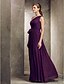 cheap Bridesmaid Dresses-Sheath / Column Bridesmaid Dress One Shoulder Sleeveless Floor Length Chiffon with Side Draping 2022