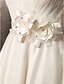 cheap Wedding Dresses-A-Line Wedding Dresses V Neck Knee Length Tulle Regular Straps Formal Simple Vintage Little White Dress Plus Size with Sash / Ribbon Flower Side-Draped 2020