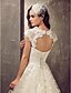 cheap Wedding Dresses-A-Line / Princess Queen Anne Sweep / Brush Train Lace / Tulle Made-To-Measure Wedding Dresses with Beading / Appliques / Sash / Ribbon by LAN TING BRIDE® / Open Back