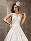 Χαμηλού Κόστους Νυφικά Φορέματα-Φορεματα για γαμο Γραμμή Α Βασίλισσα Άννα Αμάνικο Ουρά Σατέν Νυφικά φορέματα Με Ζώνη / Κορδέλα Χάντρες 2024