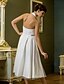 billiga Brudklänningar-A-linje / Prinsessa Halterneck Telång Tyll Bröllopsklänningar tillverkade med Draperad av LAN TING BRIDE® / Liten vit klänning