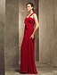 cheap Bridesmaid Dresses-Sheath / Column Bridesmaid Dress One Shoulder Sleeveless Elegant Floor Length Chiffon with Ruched / Ruffles / Draping 2022