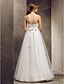 cheap Wedding Dresses-A-Line Strapless Floor Length Tulle Made-To-Measure Wedding Dresses with Bowknot / Beading / Sash / Ribbon by LAN TING BRIDE®