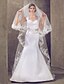 cheap Wedding Veils-One-tier Chapel Wedding Veil With Lace Applique Edge