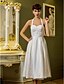 billiga Brudklänningar-A-linje / Prinsessa Halterneck Telång Tyll Bröllopsklänningar tillverkade med Draperad av LAN TING BRIDE® / Liten vit klänning