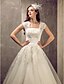 cheap Wedding Dresses-A-Line / Princess Queen Anne Sweep / Brush Train Lace / Tulle Made-To-Measure Wedding Dresses with Beading / Appliques / Sash / Ribbon by LAN TING BRIDE® / Open Back