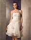 cheap Wedding Dresses-A-Line Wedding Dresses Strapless Knee Length Organza Strapless Formal Casual Sparkle &amp; Shine with Ruched Beading Appliques 2021