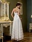 cheap Wedding Dresses-A-Line Plunging Neck Ankle Length Organza / Tulle Made-To-Measure Wedding Dresses with Sash / Ribbon / Side-Draped by LAN TING BRIDE® / Open Back