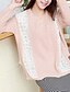Недорогие Женские футболки-Фолли корейский шею длинным рукавом Кружева Сращивание трикотажные рубашки