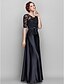 cheap Mother of the Bride Dresses-A-Line Mother of the Bride Dress See Through V Neck Floor Length Satin Lace Half Sleeve with Lace Bow(s) Beading 2024