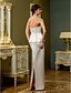 Χαμηλού Κόστους Νυφικά Φορέματα-Ίσια Γραμμή Στράπλες Μακρύ Σατέν Φορέματα γάμου φτιαγμένα στο μέτρο με Που καλύπτει / Με χώρισμα με LAN TING BRIDE®