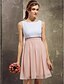 cheap Bridesmaid Dresses-A-Line Bateau Neck Short / Mini Chiffon Bridesmaid Dress with Pleats by LAN TING BRIDE®