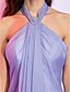 cheap Special Occasion Dresses-A-Line Cute Holiday Homecoming Cocktail Party Dress Halter Neck Sleeveless Knee Length Chiffon with Crystal Brooch 2022