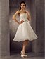 baratos Vestidos de Casamento-Linha A / Princesa Sem Alças Até os Joelhos Renda / Organza Vestidos de casamento feitos à medida com Laço / Miçangas / Faixa / Fita de LAN TING BRIDE® / Vestidos Brancos Justos