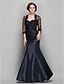 cheap Mother of Bride Dresses with Jacket-Mermaid / Trumpet Mother of the Bride Dress Wrap Included Sweetheart Floor Length Taffeta Tulle 3/4 Length Sleeve with Lace Ruched Beading 2023