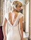 cheap Wedding Dresses-Mermaid / Trumpet Queen Anne Court Train Lace / Stretch Satin Made-To-Measure Wedding Dresses with by / Open Back