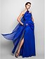 cheap Special Occasion Dresses-Sheath / Column Open Back Dress Formal Evening Military Ball Floor Length Sleeveless One Shoulder Chiffon with Side Draping 2023
