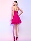 cheap Cocktail Dresses-A-Line Floral Open Back Cute Homecoming Cocktail Party Dress One Shoulder Sleeveless Short / Mini Chiffon with Crystals Ruffles 2021