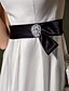 cheap Wedding Dresses-A-Line Wedding Dresses Bateau Neck Knee Length Satin Regular Straps with Bowknot Sash / Ribbon 2020