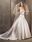 cheap Wedding Dresses-A-Line Strapless Court Train Satin Made-To-Measure Wedding Dresses with Bowknot / Draping / Sash / Ribbon by LAN TING BRIDE®