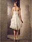 זול שמלות כלה-גזרת A שמלות חתונה סטרפלס באורך  הברך אורגנזה סטרפלס פורמאלי יום יומי ברק ונצנצים עם אסוף חרוזים אפליקציות 2021