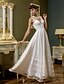 cheap Wedding Dresses-A-Line Plunging Neck Ankle Length Organza / Tulle Made-To-Measure Wedding Dresses with Sash / Ribbon / Side-Draped by LAN TING BRIDE® / Open Back