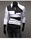 cheap Men&#039;s Tops-OTTF Fashion Splicing Color Long Sleeve POLO Shirt(White)