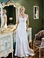 Χαμηλού Κόστους Νυφικά Φορέματα-Ίσια Γραμμή Καρδιά Ουρά Τούλι / Ελαστικό Σατέν Φορέματα γάμου φτιαγμένα στο μέτρο με Χάντρες / Δαντέλα με LAN TING BRIDE®