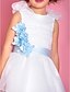 billige Blomsterpikekjoler-A-linje / Prinsesse Gulvlang Blomsterpikekjole - Organza Ermeløs Scoop Neck med Belte / bånd / Bølgemønster / Blomst av LAN TING BRIDE®