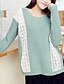Недорогие Женские футболки-Фолли корейский шею длинным рукавом Кружева Сращивание трикотажные рубашки