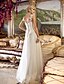 cheap Wedding Dresses-A-Line Sweetheart Neckline Floor Length Tulle Made-To-Measure Wedding Dresses with Beading / Appliques / Criss-Cross by LAN TING BRIDE® / Removable train