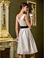 cheap Wedding Dresses-A-Line Wedding Dresses Bateau Neck Knee Length Satin Regular Straps with Bowknot Sash / Ribbon 2020