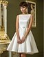 cheap Wedding Dresses-Hall Wedding Dresses A-Line Bateau Neck Regular Straps Knee Length Satin Bridal Gowns With Sash / Ribbon 2023 Summer Wedding Party, Women&#039;s Clothing