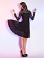 levne Koktejlové šaty-A-Line Cute Dress Cocktail Party Prom Knee Length Long Sleeve Illusion Neck Chiffon with Lace Pleats 2024