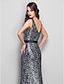 cheap Evening Dresses-Mermaid / Trumpet Celebrity Style Dress Holiday Cocktail Party Sweep / Brush Train Sleeveless V Neck Charmeuse with Sequin 2023