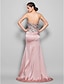 cheap Prom Dresses-Mermaid / Trumpet Beaded &amp; Sequin Dress Holiday Cocktail Party Sweep / Brush Train Sleeveless Sweetheart Stretch Satin with Crystals 2023
