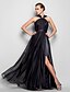 cheap Special Occasion Dresses-Sheath / Column Formal Evening Military Ball Dress Halter Neck Sleeveless Floor Length Chiffon with Side Draping Crystal Brooch 2021