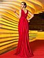 cheap Evening Dresses-Sheath / Column Celebrity Style Open Back Formal Evening Military Ball Dress V Neck Sleeveless Sweep / Brush Train Jersey with Crystals Side Draping 2021
